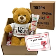 Peluchilandia Romantic Gifts for Girlfriend, Boyfriend, Anniversary & Valentine's Day   Teddy Bear Gift Set with "I Love You" T-Shirt in Decorated Box   Includes Card & Sweet