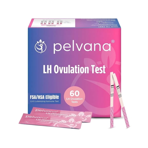 Pelvana LH Ovulation Test Kit, Easy To Use, Identifies Peak Fertility Days, FSA/HSA Eligible, 60 Count, For Women Trying To Conceive Naturally