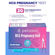 Pelvana Hcg Pregnancy Test Strips, Early Detection, 5-Minute Results, 20 Count