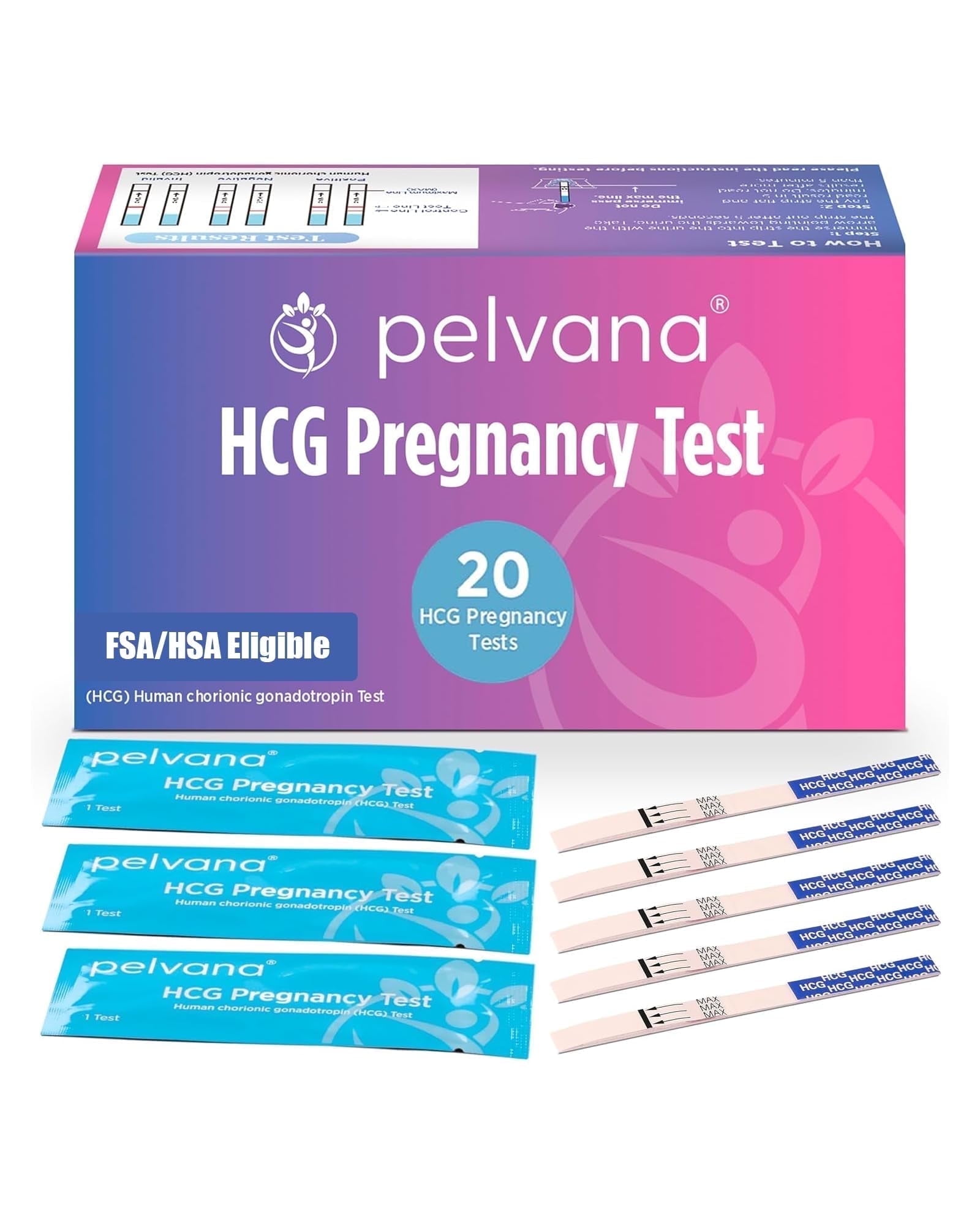 Pelvana HCG Pregnancy Test Strips, 20-Count, Early Detection
