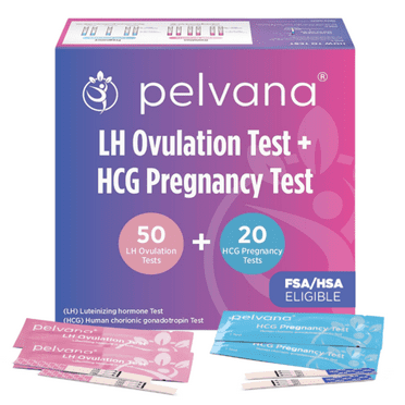 Pelvana Ovulation and Pregnancy Test Strip Combo Kit, 50 LH Ovulation Tests   20 HCG Pregnancy Tests