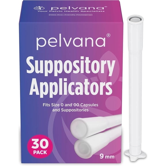 Pelvana vaginal suppository applicator, easy-grip handle, fits size 0 & 00 capsules, 30 count