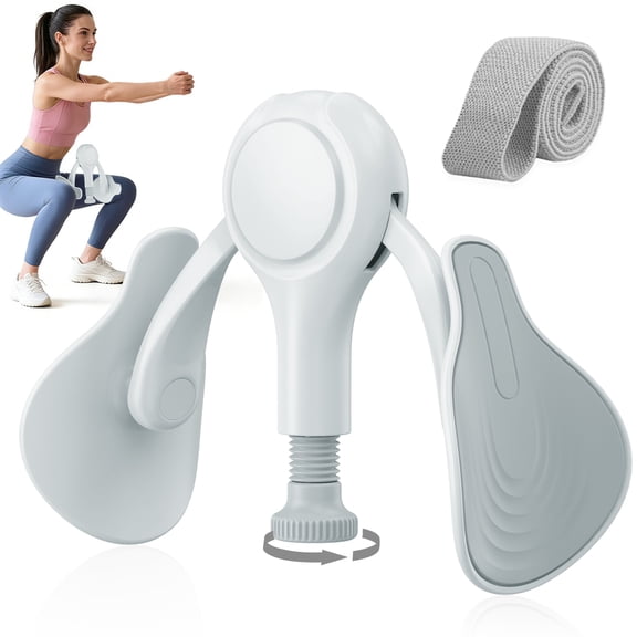 Pelvic Floor Exercise Devices 15-70 LB Adjustable Pelvic Floor Trainer Women Men, Kegel Exercise Equipment Inner Thigh Exerciser for Postpartum Recovery, Thigh and Pelvic Trainer with Band (Gray)