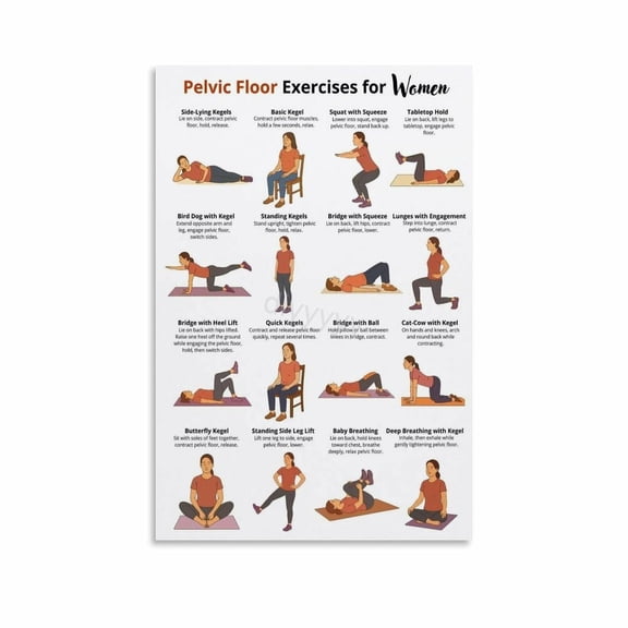 Pelvic Floor Exercises Chart for Women Poster (1) Canvas Painting Wall Art Poster for Bedroom Living Room Decor