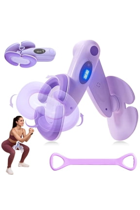 Hip Trainer Kegel Exerciser - Pelvic Floor & Thigh Toner with Counter Display, 180° Adjustable Silicone Pads for Postpartum Recovery, Home Workout & Body Shaping Puple