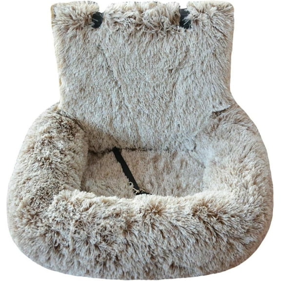 Car Seat Dog Bed with Safety Straps, Fluffy Safety Car Seat for Travel with Thick Cushion for All Cars, Removable and Easy to Clean (C,60*60cm)