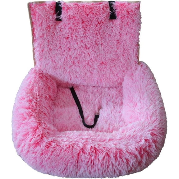 Car Seat Dog Bed with Safety Straps, Fluffy Safety Car Seat for Travel with Thick Cushion for All Cars, Removable and Easy to Clean (F,72 x 60 cm)