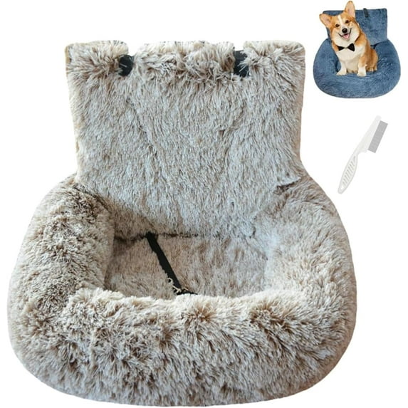 Pelzbarn Car Seat- Dog Car Bed with Safety Straps, Furry Safety CarSeats for Small & Medium & Large Dogs, Detachable and Easy to Clean, Pets Bed for Travel for All Vehicles