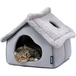 cat pet bed, igloo- soft indoor enclosed covered tent/house for
