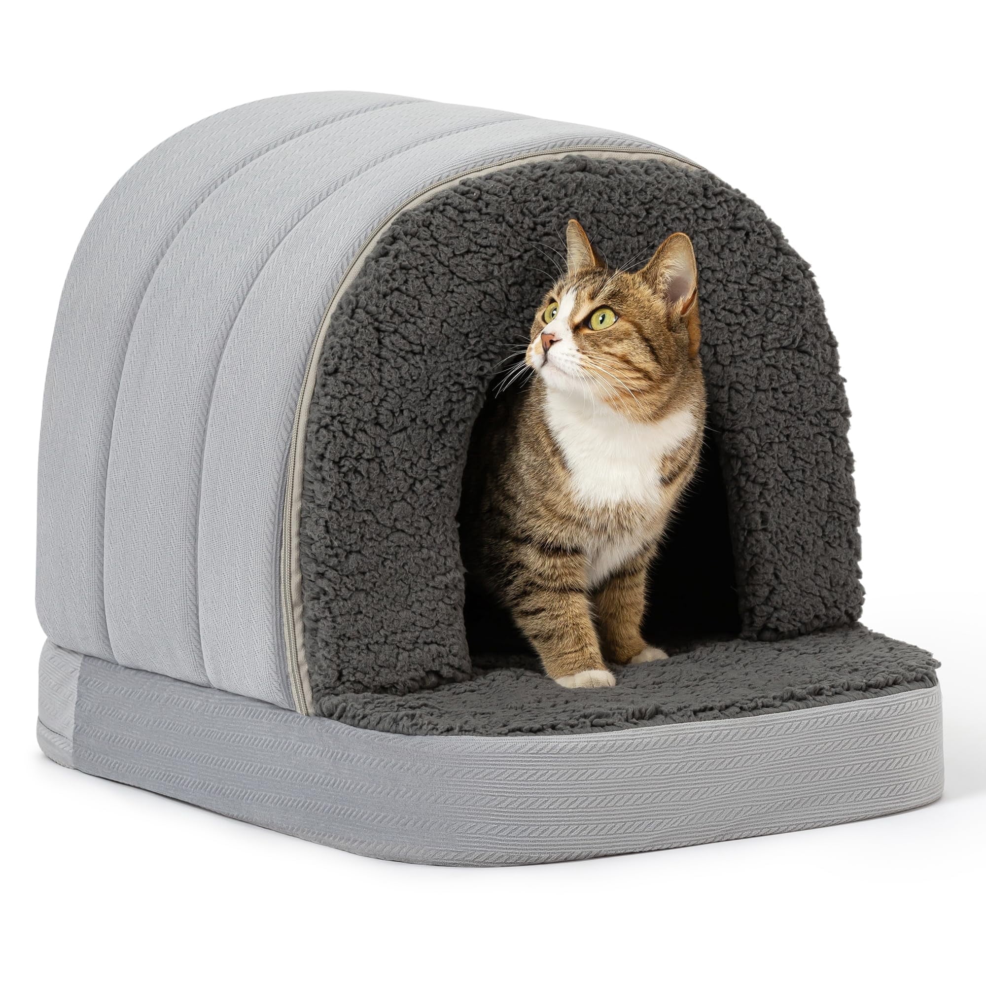 Pelzin Orthopedic Dog Bed House - Dog House Indoor with Egg-Crate Foam - Tent Bed with Waterproof Lining & Nonskid Bottom, Ideal for Small Breeds & Fits 24-Inch Crate - 23"x16", Charcoal