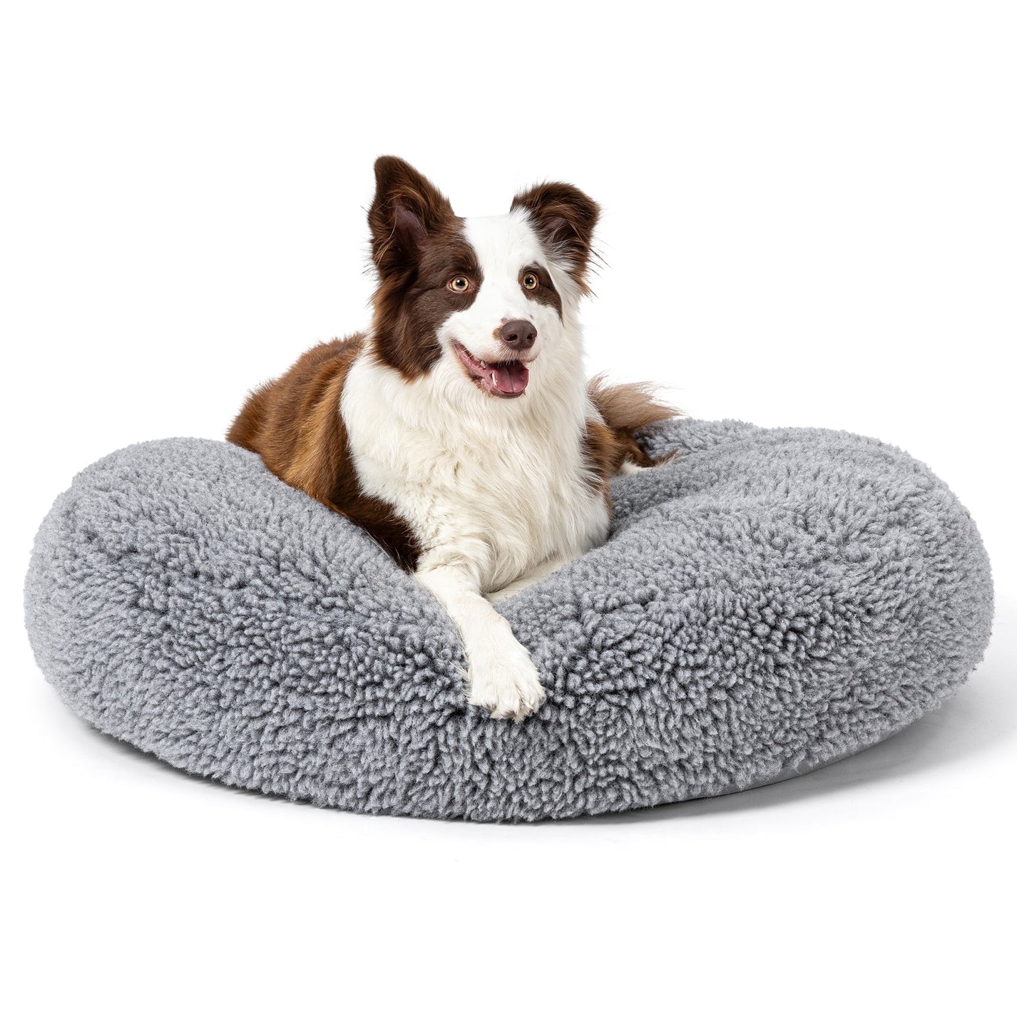 Pelzin Stoutwool Indestructible Dog Bed - Round Chew Proof Dog Pad - Fluffy Pillow Bed for Aggressive Chewers - Durable - Washable - Ideal for Large Dog Breeds - 36", Charcoal