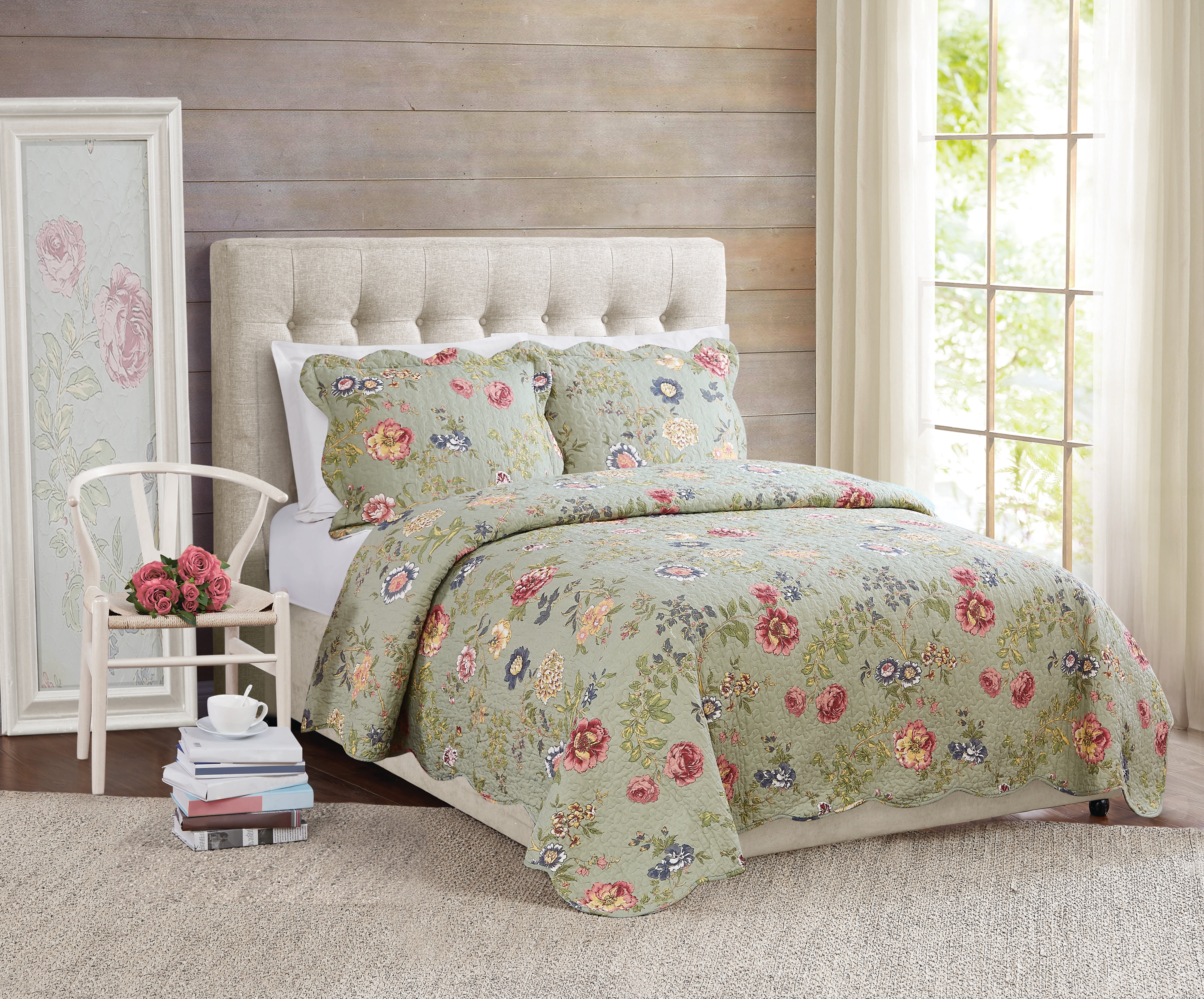 Pem America Garden Cotton Quilt, Full/Queen - Hypoallergenic