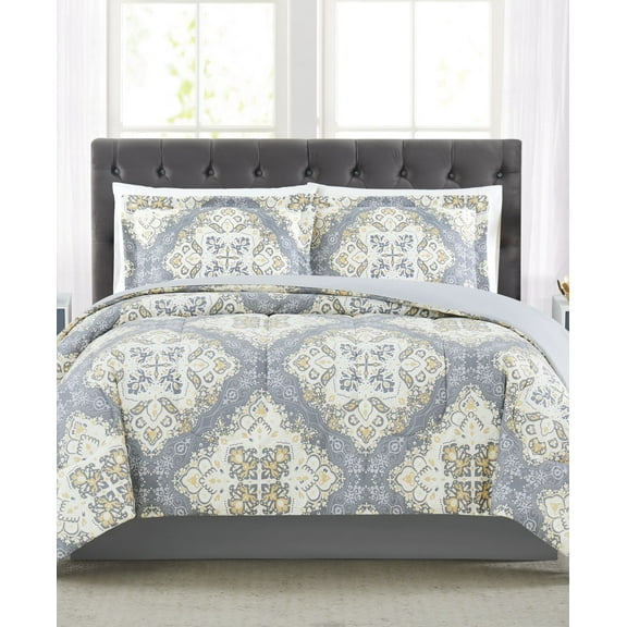 Pem America Trinity 3-Pieces Reversible Medallion Comforter Set,Multi,Full/Queen
