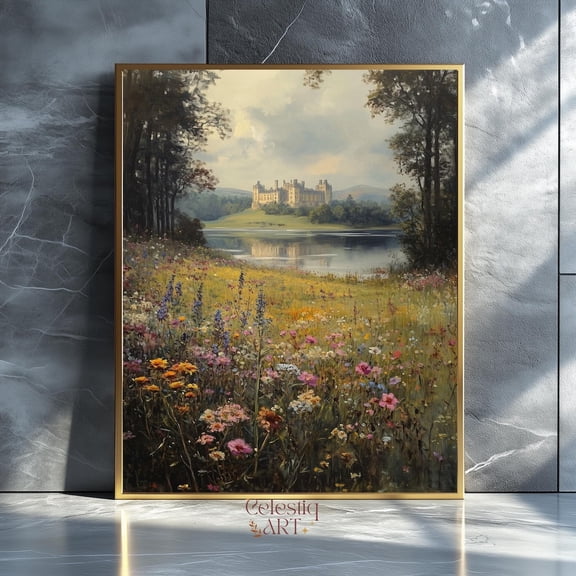 Pemberley Manor Pride And Prejudice Art Print, Jane Austen Inspired Wall Art, Cottagecore English Countryside Decor, Romantic Vintage Print, Unframed Poster Size 12x18