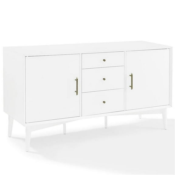 Pemberley Row Hardwood White Buffet Rectangular Adjustable Shelves 57" Unassembled