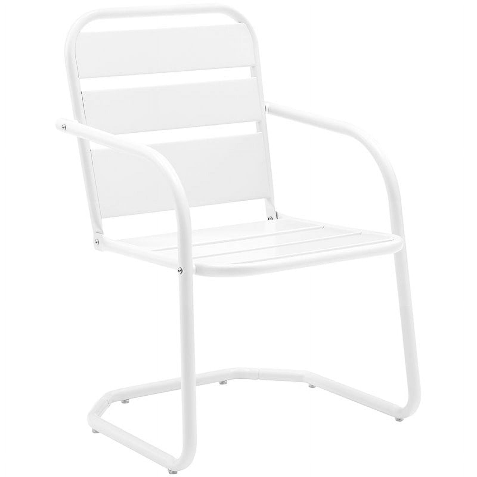 Pemberly Outdoor Row Metal Patio Chair in White (Set of 2)