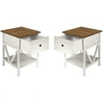thumbnail image 1 of Pemberly Row 1-Drawer Farmhouse Wood V-Frame End Table in White ( Set of 2), 1 of 10