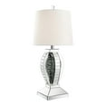 thumbnail image 1 of Pemberly Row 1-Light Drum Shade Glass Table Lamp in White/Mirrored, 1 of 4