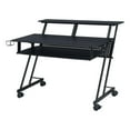 thumbnail image 1 of Pemberly Row 1-Shelf Music Recording Studio Desk in Black with 1 Keyboard Tray, 4 Caster Wheels, 1 Cup Holder, 47"L x 27"W x 38"H, 1 of 7