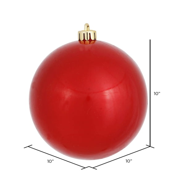 Pemberly Row 10" Contemporary Plastic Ball Ornament in Candy Red
