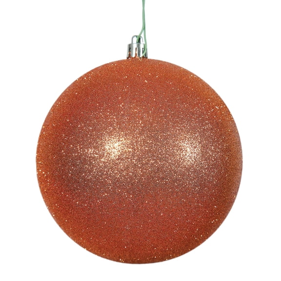 Pemberly Row 10" Contemporary Plastic Ball Ornament in Glitter Burnished Orange