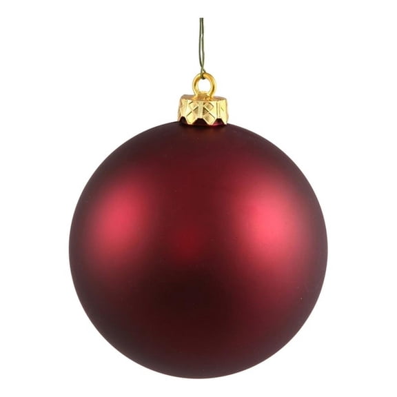 Pemberly Row 10" Contemporary Plastic Ball Ornament in Matte Wine Red