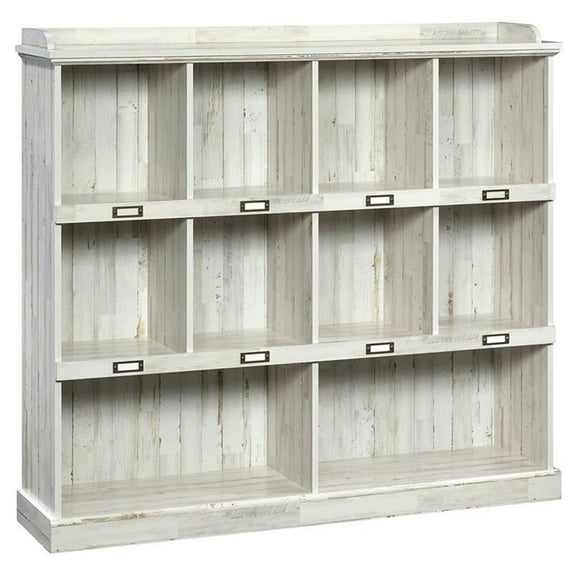 Pemberly Row 10-Cube Modern Engineered Wood Bookcase in White Plank