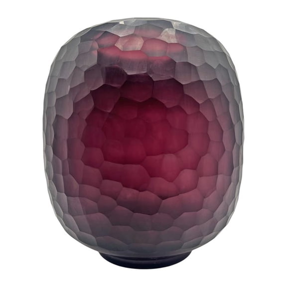 Pemberly Row 10" Decorative Handmade Glass Purple Patterned Oval Vase