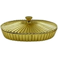 thumbnail image 1 of Pemberly Row 10 Inch Wide Decorative Handmade Aluminum Oval Bowl with Cap - Gold, 1 of 6