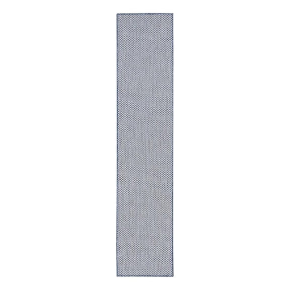 Pemberly Row 10' Runner Ivory Blue Fabric Modern Area Rug (10' Runner)