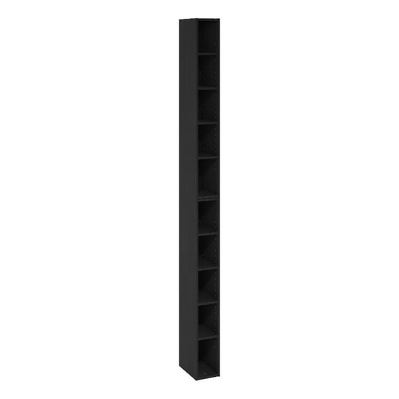 Pemberly Row 10-Tier Storage Shelf Bookcase 6 Inch Wide in Blackwood