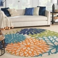 thumbnail image 1 of Pemberly Row 10' x Round Multicolor Fabric Tropical Area Rug (10' Round), 1 of 7