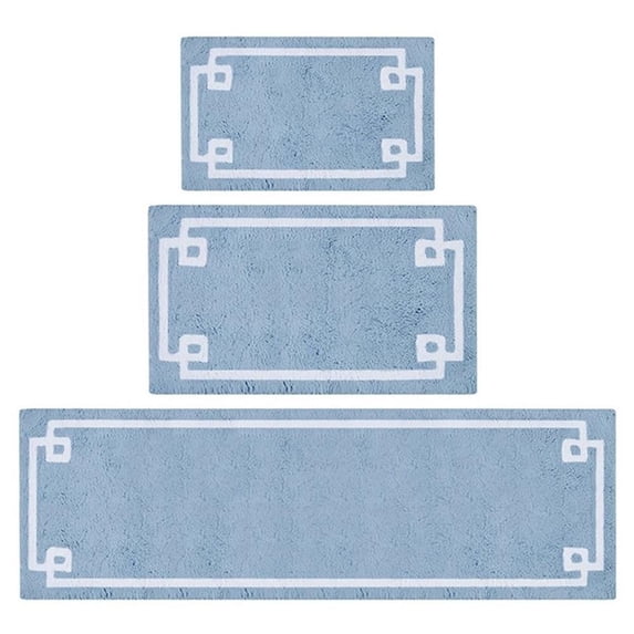 Pemberly Row 100 Percent Cotton Tufted Bath Rug in Blue Finish