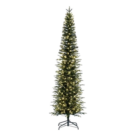 Pemberly Row 102" Bixley Pencil Fir LED Lights Artificial Christmas Tree - Green