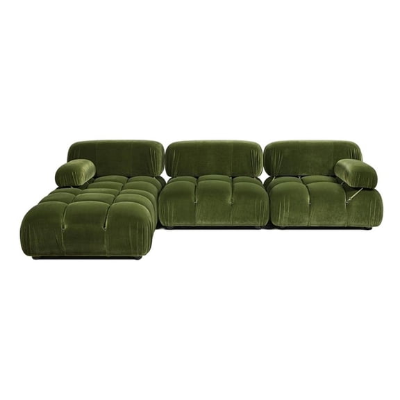 Pemberly Row 109.5" Bubble Modular 4-Piece Reversible Sectional in Olive Green