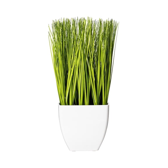 Pemberly Row 11.5" Contemporary Plastic Artificial Potted Grass in Green