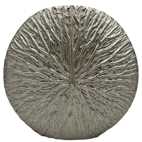 Pemberly Row 11" Decorative Handmade Aluminum Round Flower Vase in Nickel