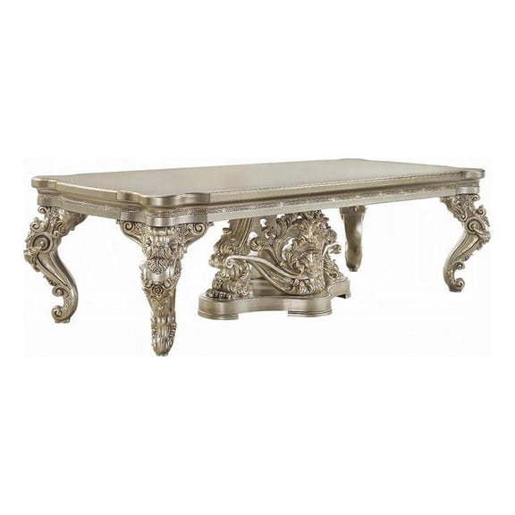 Pemberly Row 110 Inch Dining Table Classical Carved Design Champagne Gold