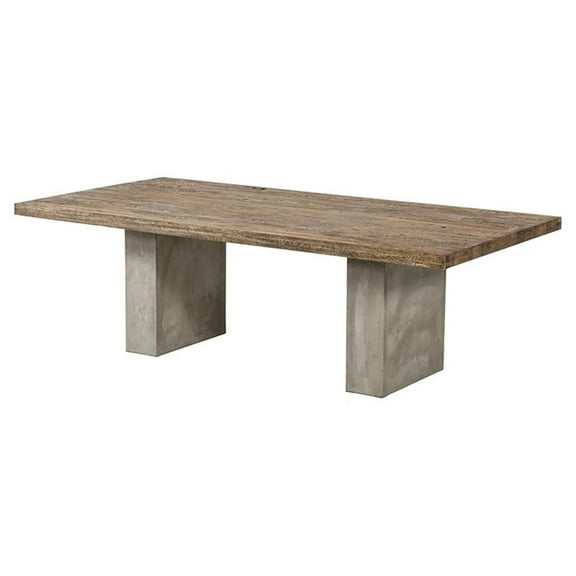 Pemberly Row 118" Rectangular Modern Wood & Concrete Dining Table in Oak