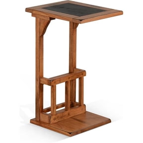 Pemberly Row 12.5" Traditional Wood Sofa Mate Table in Rustic Oak