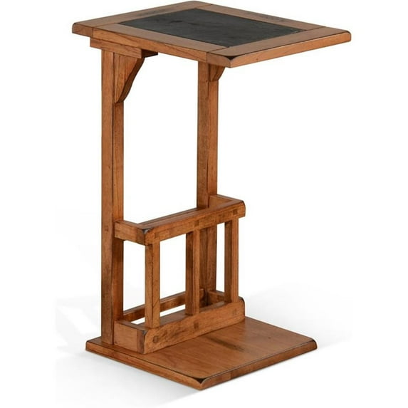 Pemberly Row 12.5" Traditional Wood Sofa Mate Table in Rustic Oak