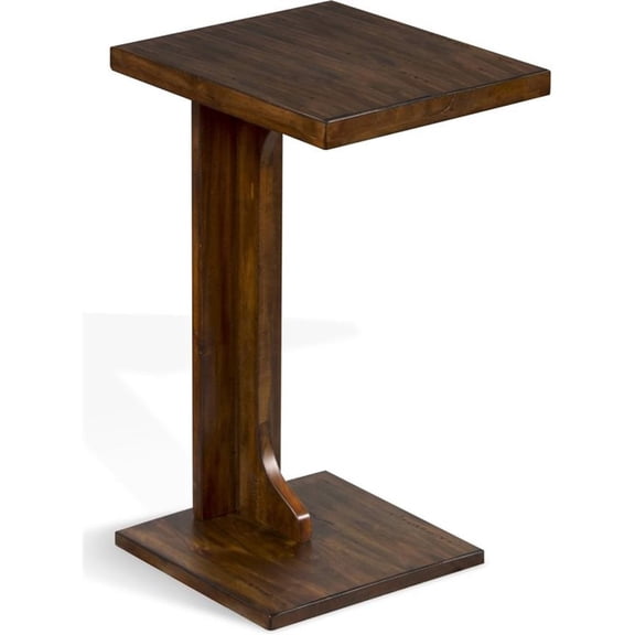 Pemberly Row 12.5" Transitional Wood Sofa Mate Table in Medium Brown