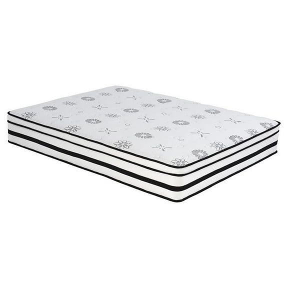 Pemberly Row 12" Fabric Eastern King Hybrid Mattress in White