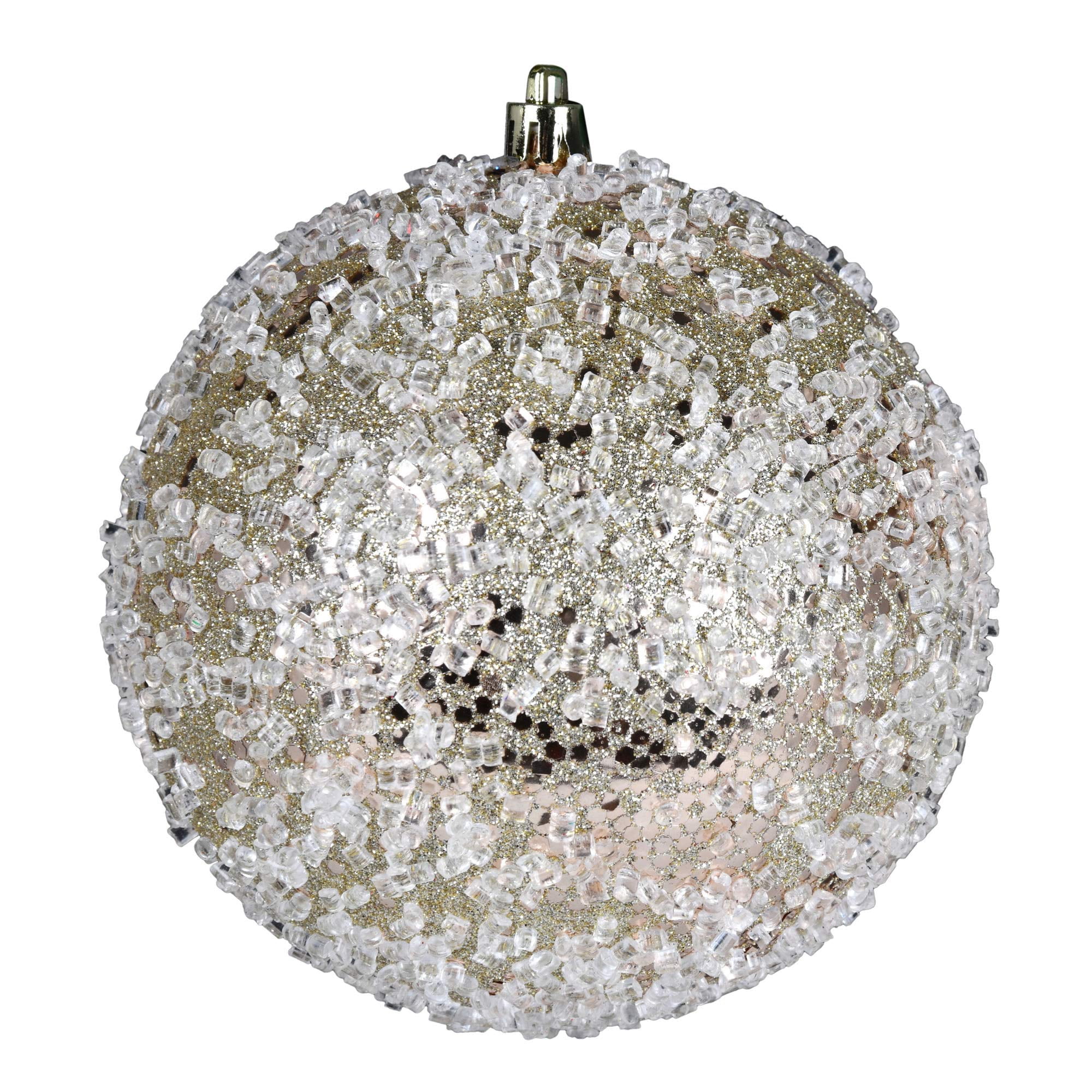 Pemberly Row 12" Plastic Hail Ball Ornament in Glitter Champagne Gold ...