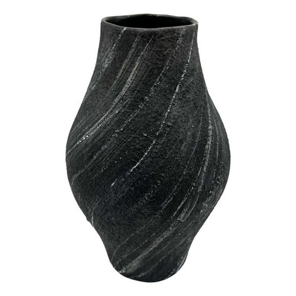Pemberly Row 12-inch Tall Modern Black Ceramic Vase in Black