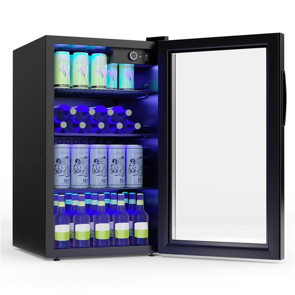 Pemberly Row 120 Can Beverage Refrigerator Wine Soda Drink Cooler Mini Black