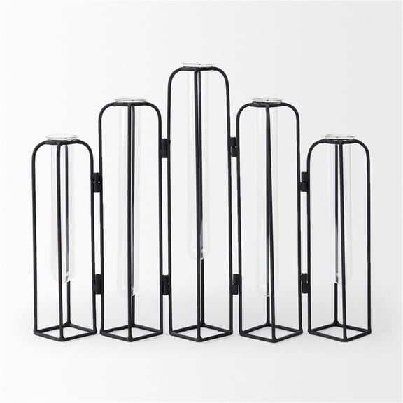 Pemberly Row 13.4Lx2.5Wx11H Metal And Glass Decorative Accent in Black