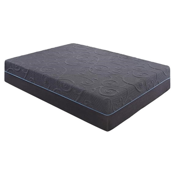 Pemberly Row 14" Fabric Queen Gel Memory Hybrid Mattress in Gray