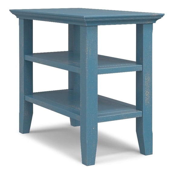Pemberly Row 14" Wide Pine Narrow Side Table in Coastal Blue