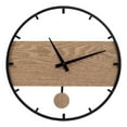 thumbnail image 1 of Pemberly Row 14 inches Alton Wall Clock Black Metal and Wood, 1 of 6